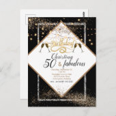 50と素晴らしいLiGhts誕生日パーティーの招待 ポストカード (正面/裏面)