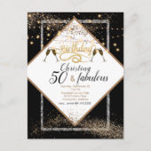 50と素晴らしいLiGhts誕生日パーティーの招待 ポストカード (正面)