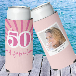 50と素晴らしいWITH PHOTO、レトロ誕生日 スリム缶クーラー