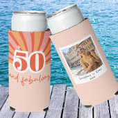 50と素晴らしいWITH PHOTO、レトロ誕生日 スリム缶クーラー