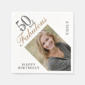 50と素晴らエレガントしいスクリプト写真50誕生日 スタンダードカクテルナプキン (正面)