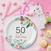 50と素晴らエレガントしいフローラ水色 ペーパープレート (パーティー)