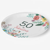50と素晴らエレガントしいフローラ水色 ペーパープレート (アングル)