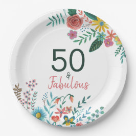 50と素晴らエレガントしいフローラ水色 ペーパープレート