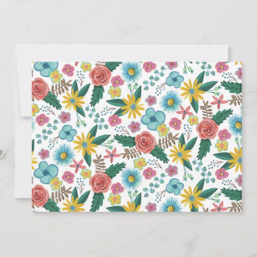 50と素晴らエレガントしいフローラ水色 招待状 (裏面)