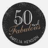 50と素晴らエレガントしいブラック50誕生日 ラウンドシール (正面)