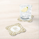 50と素晴らエレガントしい装飾葉金ゴールド ペーパーコースター (インサイチュ)