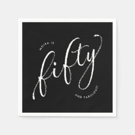 50と素晴らモダンしいブラック50誕生日 スタンダードカクテルナプキン