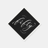 50と素晴らモダンしいブラック50誕生日 スタンダードカクテルナプキン (角)