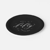 50と素晴らモダンしいブラック50誕生日 ペーパープレート (アングル)