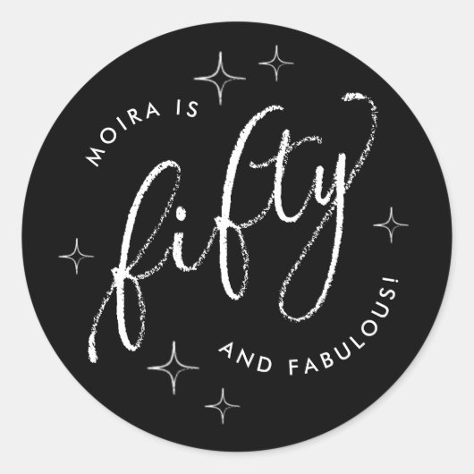 50と素晴らモダンしいブラック50誕生日 ラウンドシール (正面)