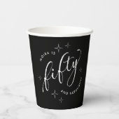 50と素晴らモダンしいブラック50誕生日 紙コップ (裏面)