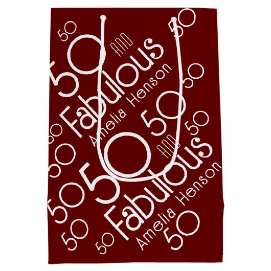 50と素晴らモダンしい50誕生日 ミディアムペーパーバッグ (裏面)