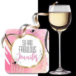 50と素晴らモダンしはっきりしたいホットピンクブラック金ゴールド スクエアペーパーコースター