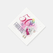 50と風船の水色と素晴らしいピンクの犬 スタンダードカクテルナプキン (角)