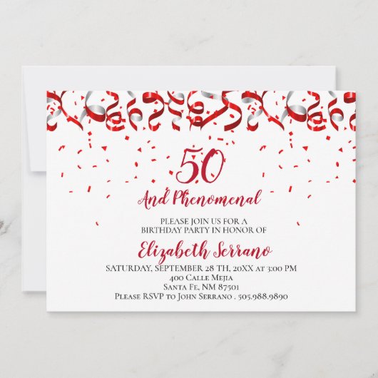 50と驚異的な誕生日 招待状 (正面)