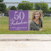 50とFabulous モダン Purple 50th誕生日写真 横断幕 (インサイチュ)