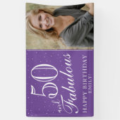 50とFabulous モダン Purple 50th誕生日写真 横断幕 (縦)