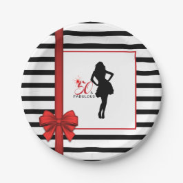 50とFABULOUS 50th誕生日紙プレート（リボン付き） ペーパープレート