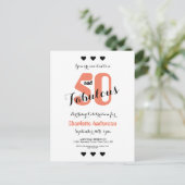 50とFabulous Coral 50th誕生日招待状 ポストカード (スタンド正面)
