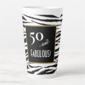 50とFABUOUS Zebraプリントレトロメニューボード カフェラテマグ (正面)