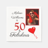 50とRed 50誕生日の素晴らしい写真 スタンダードカクテルナプキン (正面)