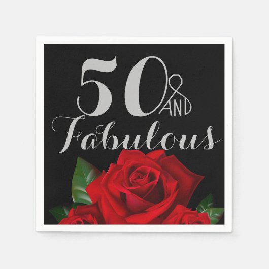50とRed Rosesとの素晴らしい誕生日 スタンダードカクテルナプキン (正面)