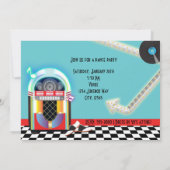 50のジュークボックスダンスパーティーソックホップレッド招待状 招待状 (裏面)