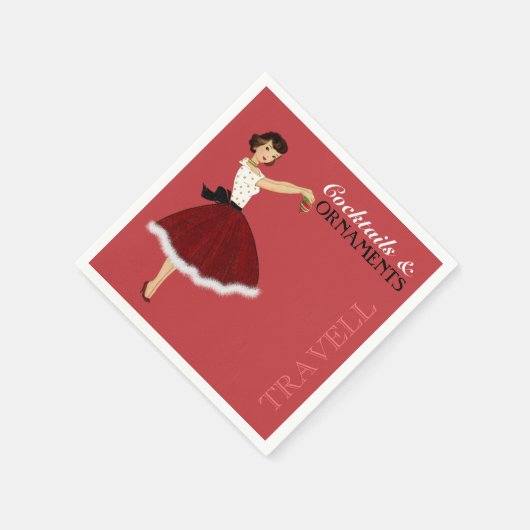 50の主婦クリスマスホリデーグリッタースカートファー スタンダードカクテルナプキン (角)