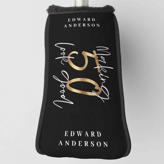 50の外観を良くする金ゴールド誕生祝い ゴルフヘッドカバー (回転90)