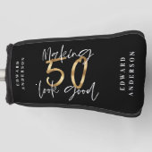 50の外観を良くする金ゴールド誕生祝い ゴルフヘッドカバー (正面)