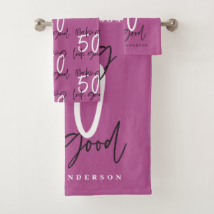 50の外観を良くする金ゴールド誕生祝い バスタオルセット