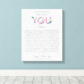 50の理由で我々はあなたを愛するピンクブルーフローラ キャンバスプリント (インサイチュ (ウッドフロア))