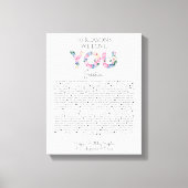 50の理由で我々はあなたを愛するピンクブルーフローラ キャンバスプリント (正面)