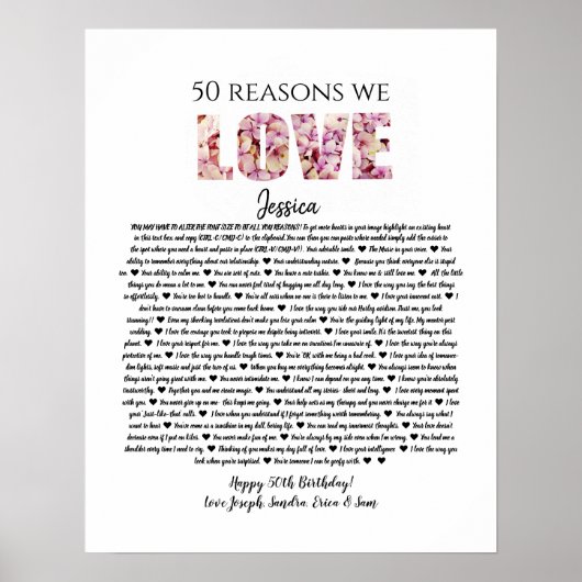 50の理由を愛する誕生日ギフトお母さん姉妹 ポスター (正面)