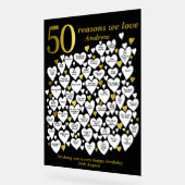 50の理由私たちはあなたを愛する50番目の誕生日ハート アクリルサイン (傾斜)