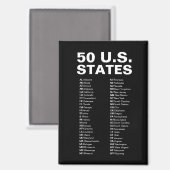 50の米国州略称リスト ブラック マグネット (正面/裏面)