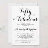 50の素敵な白と黒のシンプルでミニマルなタイポグラフィ 招待状 (正面)