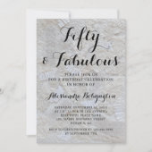 50の素敵な誕生日 白い模様 黒い筆記体 招待状 (正面)