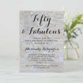 50の素敵な誕生日 白い模様 黒い筆記体 招待状 (スタンド正面)