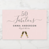 50の素晴らしい誕生日パーティーのピンク·ローズ·金ゴールド スパークリングワインラベル (シングルラベル)