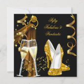 50の素晴らしくて素敵なゴールドシャンパンパーティー 招待状 (正面)