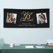 50の見栄えのよい金ゴールドと黒い誕生日 横断幕 (トレードショー)