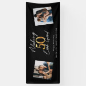 50の見栄えのよい金ゴールドと黒い誕生日 横断幕 (縦)