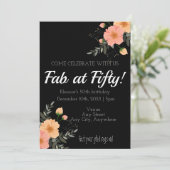 50の誕生日カードでファブ。バラは黒。編集可能 招待状 (スタンド正面)