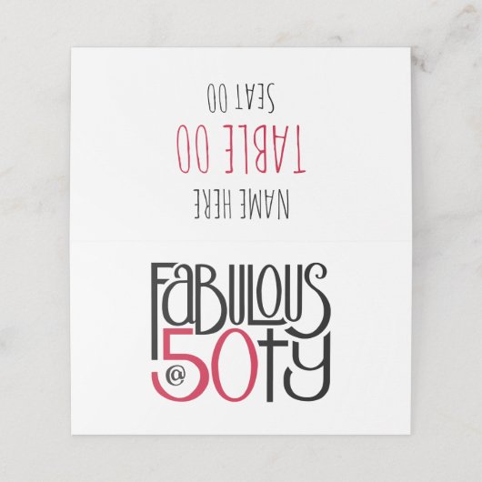 50の赤い折り畳み座席表 プレイスカード (外部開封)