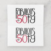 50の赤い折り畳み座席表 プレイスカード (内部開封)