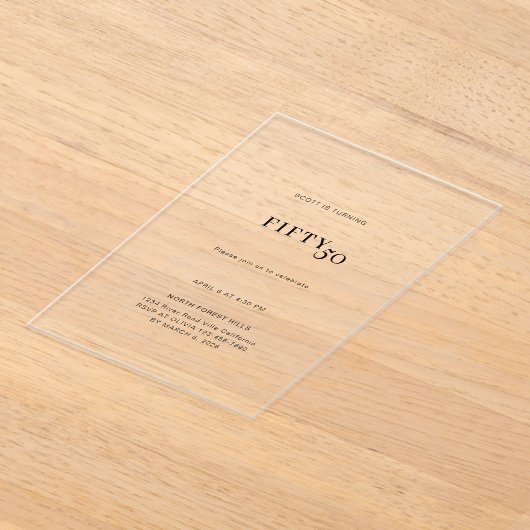 50はっきりしたシンプル誕生日 アクリル招待状 (レイダウン)