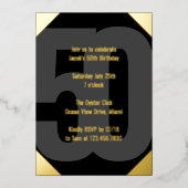 50はっきりした誕生日ルクスブラック&金ゴールド 箔招待状 (正面)