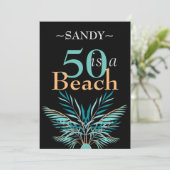 50はビーチ50歳の誕生日ブラック 招待状 (スタンド正面)
